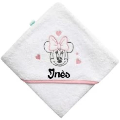 Cape De Bain 75 X 75 Cm Disney Personnalisée - Minnie Cœurs -Disney cape de bain bebe 75 x 75 cm disney personnalisee marie aristochats 2