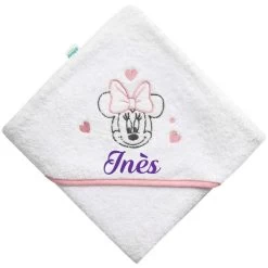 Cape De Bain 75 X 75 Cm Disney Personnalisée - Minnie Cœurs -Disney cape de bain bebe 75 x 75 cm disney personnalisee marie aristochats 3