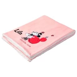 Couverture Bébé Bi-matière Disney Personnalisée - Minnie Confettis