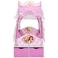 WORLDS APART DISNEY PRINCESSES Lit Enfant Fille - Carosse En Bois Avec Rangements Et Rideaux - Rose -Disney worlds apart disney princesses lit enfant fille carosse en bois avec rangements et rideaux rose 454161